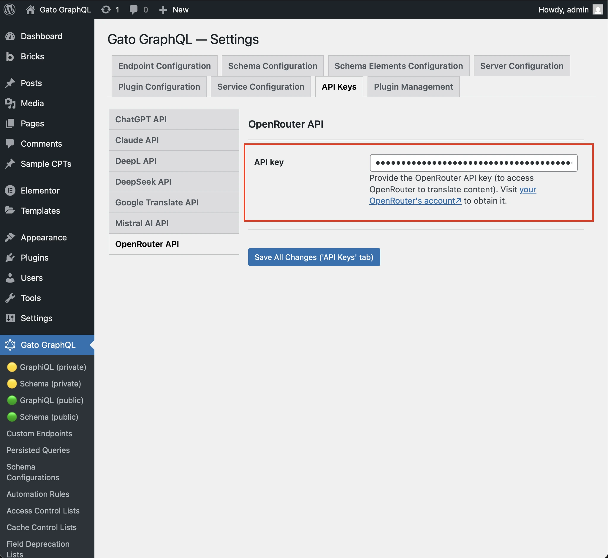 OpenRouterのAPIキーを設定する