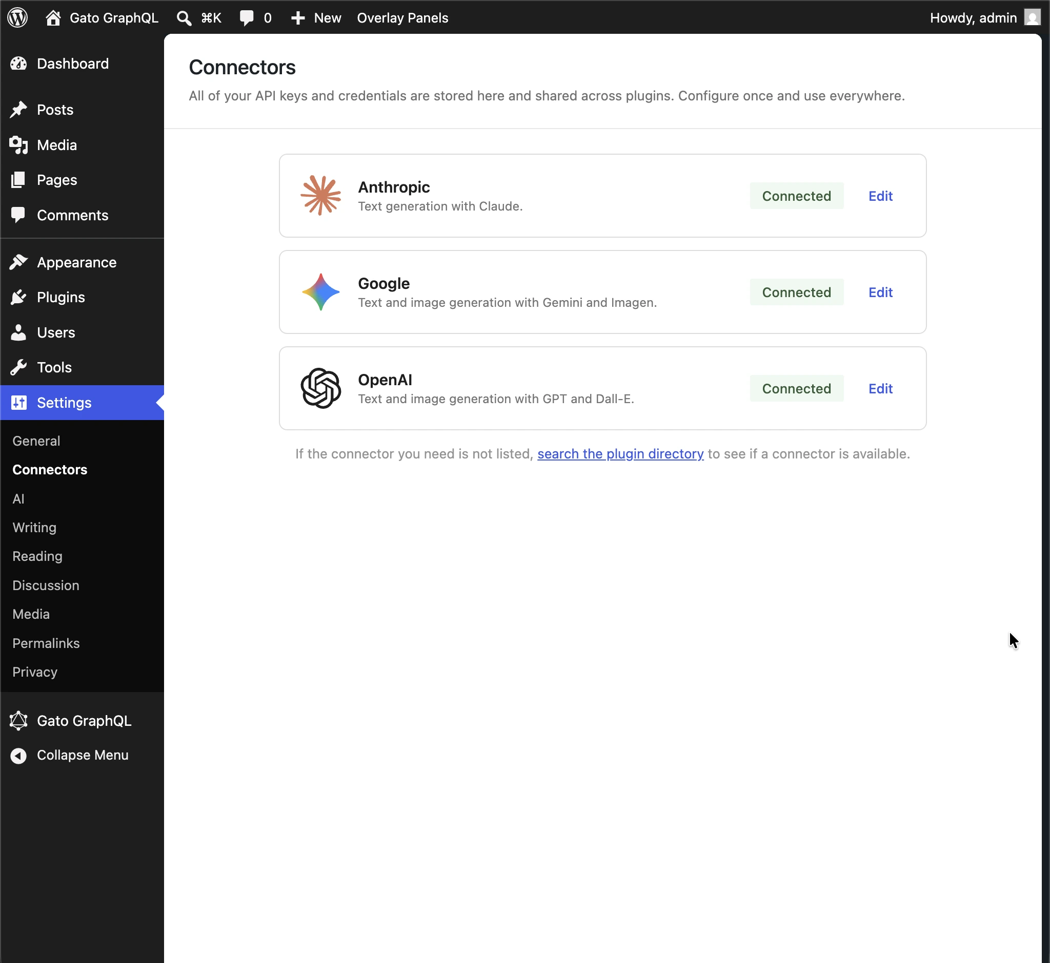 APIキーはWordPress AI Connectorsから取得されます