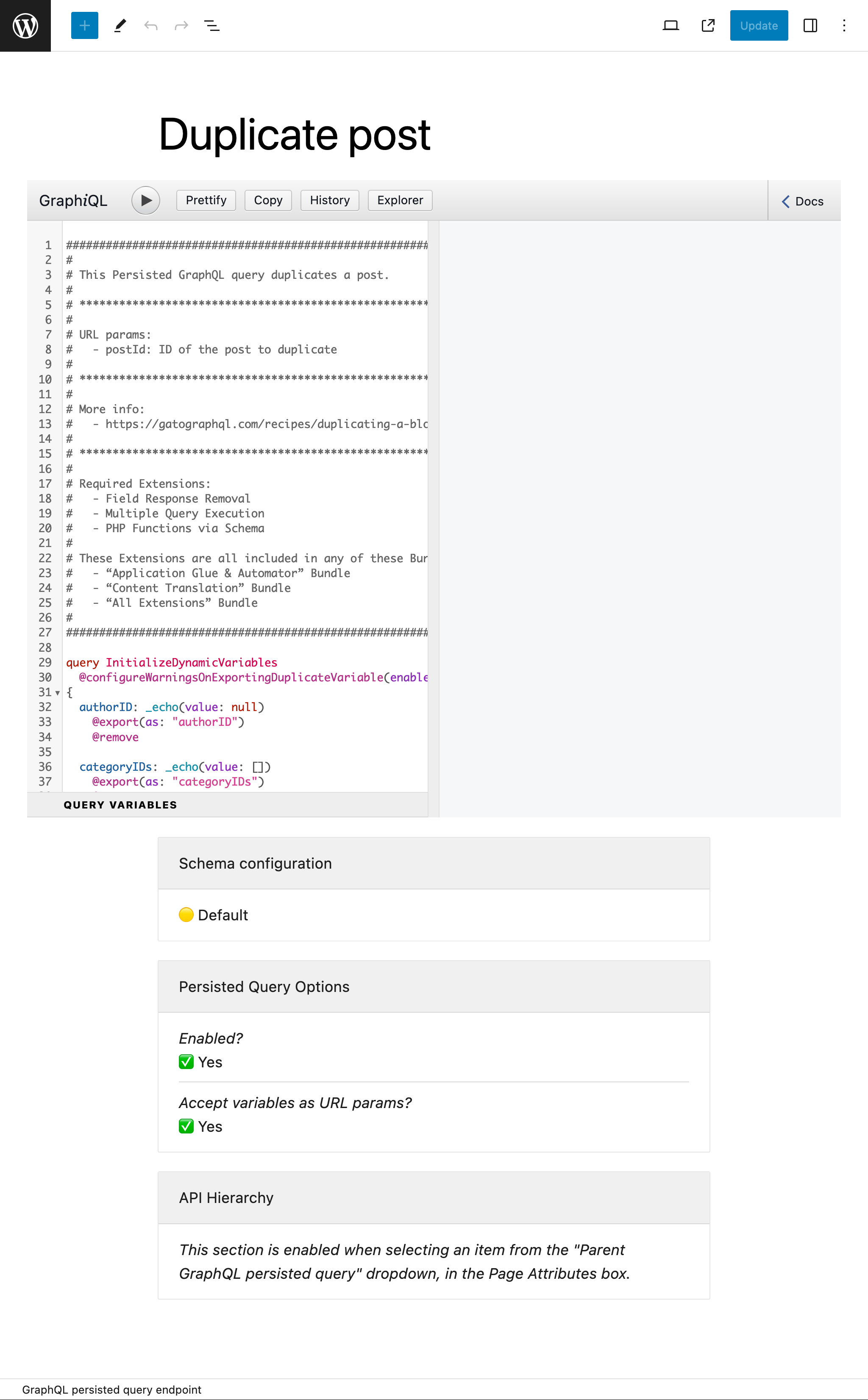 エディター内のPersisted Query