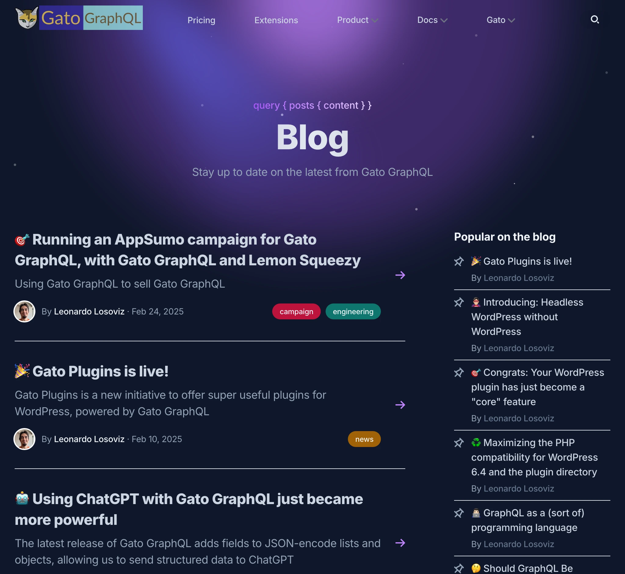gatographql.comのブログセクション